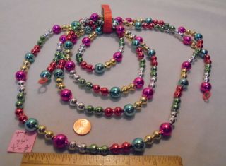 Christmas Garland Mixed Colors Plastic 94 " Long 1/2 " - 3/8 " Beads T9 Vintage