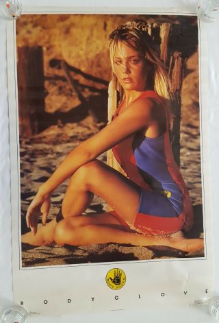 Rare.  Vintage Body Glove Poster Girl 23x35 " Surf Hot Sexy Pin Cave Bikini (1989)