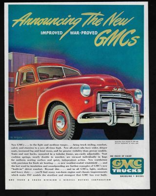 Gmc General Motors 169 Fc 100 Red Hauling Vehicle Image 1947 Vintage Print Ad