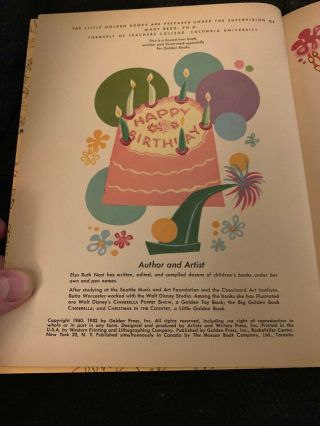 Happy Birthday,  A Little Golden Book,  1960 B Vintage 3