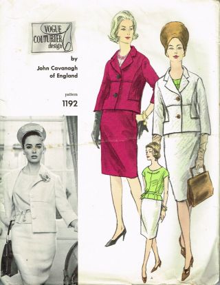 Vtg 60s Vogue Couturier Design John Cavanagh 1192 Jacket Skirt Blouse 14