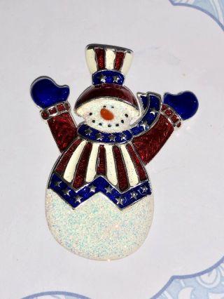 Christopher Radko Patriotic Uncle Sam Snowman Pin Brooch