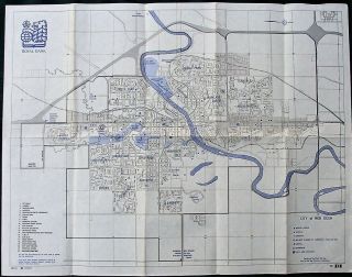 Red Deer Alberta Canada Orig 1970s Royal Bank City Map
