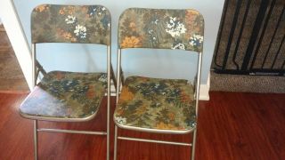 Samsonite Vintage Metal Folding Chairs Set Of 2 Hippie Groovy Flowers