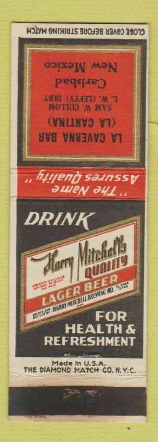 Matchbook Cover - Harry Mitchell 
