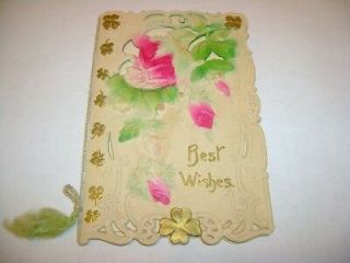 Victorian Best Wishes Christmas Booklet Card E.  1900s