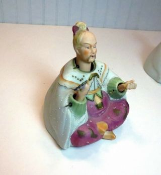 Vintage Pair Ardalt Japanese Bisque Oriental Asian Man & Woman Nodder Figurines 3