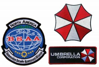 Resident Evil Umbrella Corporation North America Bsaa Embroidered [3 Patches]
