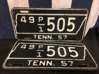 Vintage 1957 Tennessee Truck License Plate Pair