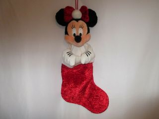 Minnie Christmas Stocking Plush Stuffed Head Santa Hat 23 " Red