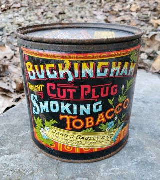 Buckingham Cut Plug Tobacco Tin Keywind Antique Advertising Can