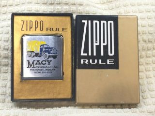 Vintage Zippo Frankfort Indiana Advertising Ruler Old Concrete Truck
