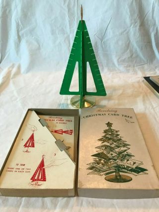 Kitschy Iob Vintage Davis Green Plastic Revolving Christmas Tree Card Holder
