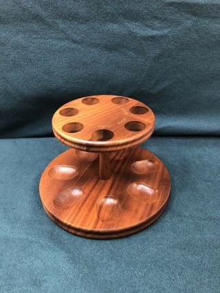 Vintage Deco Wood Walnut Tobacco Pipe Stand Holds 7 Decatur Industries Usa