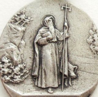 Great Antique Medal Pendant - Saint Anthony The Hermit & The Holy Guardian Angel