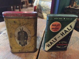 Vintage Half And Half Tobacco Tin & Prince Albert Crimp Cut Tobacco Tin
