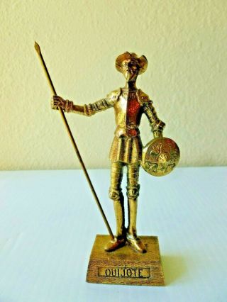 Vintage Don Quijote De La Mancha Cast Brass Highly Detailed Figure 5.  5 " Tall
