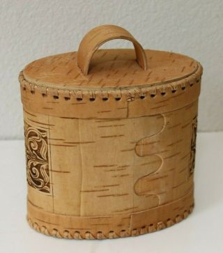 Vintage “Bears’ Wooden Kitchen Storage Beresta Birch Bark Box Made in Russia 2