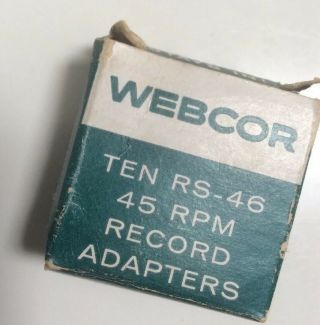 Vintage Box 10 Webcor Chicago Metal 45 RPM Record Insert Adapters RS - 46 (7) 2