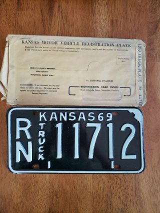 1969 Reno County Kansas License Plate,  Nos
