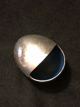 Vtg Cohr Denmark Silver Plate Blue Enamel Mid Century Round Egg Personal Ashtray