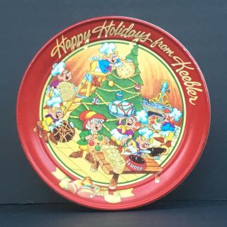 Keebler 1992 Happy Holidays From Keebler Elves 10” Cookie Tin Vintage