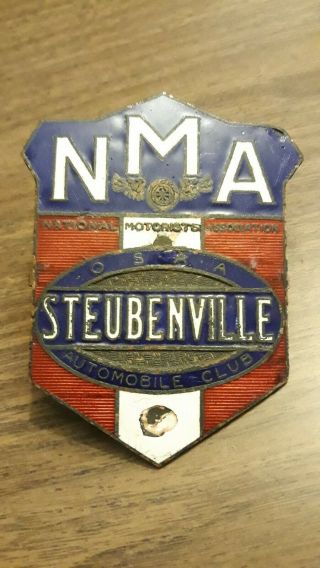 " Rare " Nma National Motorist Association Motorists Of Steubenville Ohio Badge