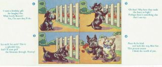 4 x VINTAGE BIRTHDAY GREETINGS CARDS ANTHROPOMORPHIC CATS RABBITS DOGS 1930 - 50 4