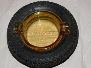1936 Firestone Dallas Texas Centennial Central Exposition Tire Ashtray Amber