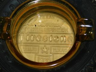 1936 Firestone Dallas Texas Centennial Central Exposition Tire Ashtray Amber 2