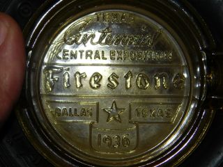 1936 Firestone Dallas Texas Centennial Central Exposition Tire Ashtray Amber 3