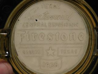1936 Firestone Dallas Texas Centennial Central Exposition Tire Ashtray Amber 5