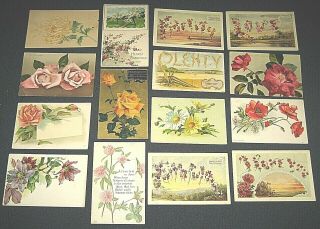15 Antique Early 1900s Flowers,  Plants,  Trees Greetings Postcards - Roses,  Clovers