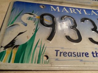 2 Maryland TREASURE THE CHESAPEAKE License Plates HERON CRAB WILDLIFE 93350 CD 2