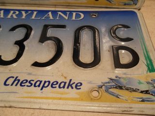 2 Maryland TREASURE THE CHESAPEAKE License Plates HERON CRAB WILDLIFE 93350 CD 3