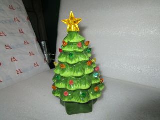 Ceramic Christmas Tree Mr.  Christmas Green 6 - 1/2” Battery Operated Great