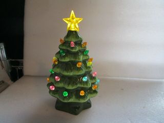 Ceramic Christmas Tree Mr.  Christmas Green 6 - 1/2” Battery Operated Great 2