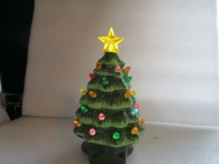 Ceramic Christmas Tree Mr.  Christmas Green 6 - 1/2” Battery Operated Great 4