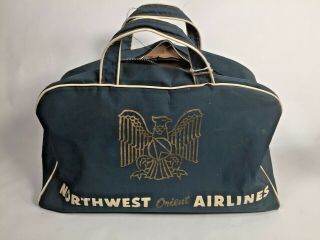 Vintage 1960 Northwest Orient Airlines Flight Travel Bag,  Tags Imperial Service