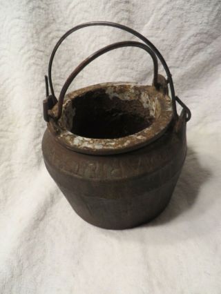 Vintage Marietta Co Pa 000 Cast Iron 2 Pc Smelting Pot Melting Glue Pot Cauldron