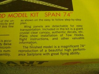 Diamant Sailplane Kit E3 Sterling Models Inc.  74 