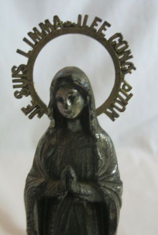 Antique Our Lady of Lourdes Music Box Metal Statue Ave Maria Religious Decor LB 5
