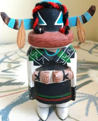 Cute Vintage Hand Carved Painted All Wood First Mesa Hanging Kachina 6 " Unsigned
