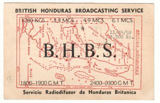 Qsl,  British Honduras Broadcasting Service,  1959
