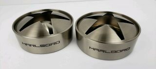 Marlboro Texas Lone Star Stainless Steel Cigarette Ash Tray 2 Piece Set Of 2
