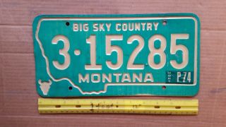 License Plate,  Montana,  1973,  Recessed Lettering,  Big Sky Country,  3 - 15285