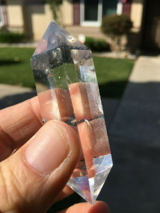 Double Terminated Polished Clear Quartz Crystal Point From Brazil