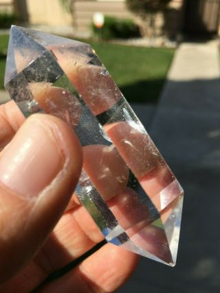 Double terminated polished clear quartz crystal point from Brazil 5