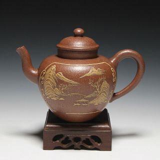 Oldzisha - China Yixing Zisha Pottery Old Rough Clay 320cc Painted Lantern Teapot