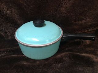Vintage Club Aluminum Turquoise 2 Quart Sauce Pot Pan With Lid